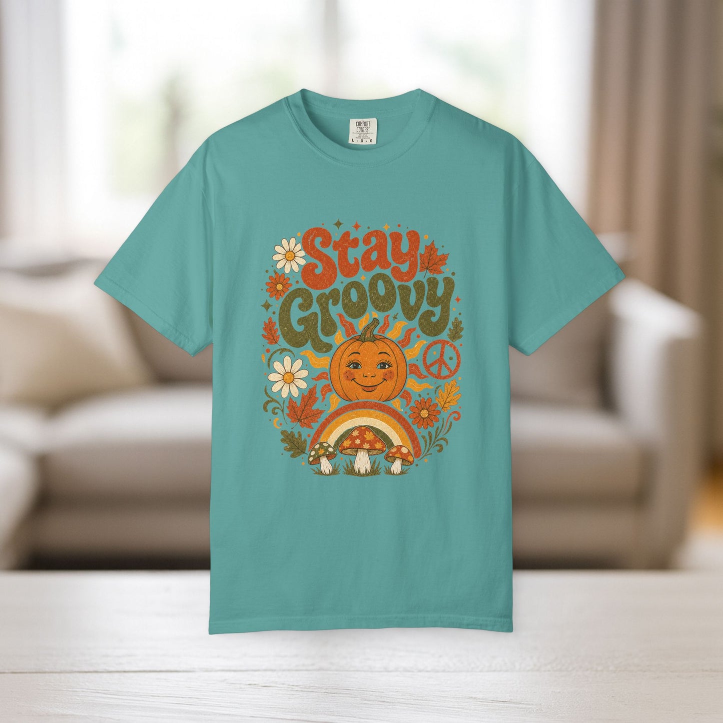 Stay Groovy Shirt | Retro Fall Comfort Colors Tee | 70s Pumpkin Graphic Tee | Boho Autumn Shirt | Groovy Fall Peace Sign T-Shirt