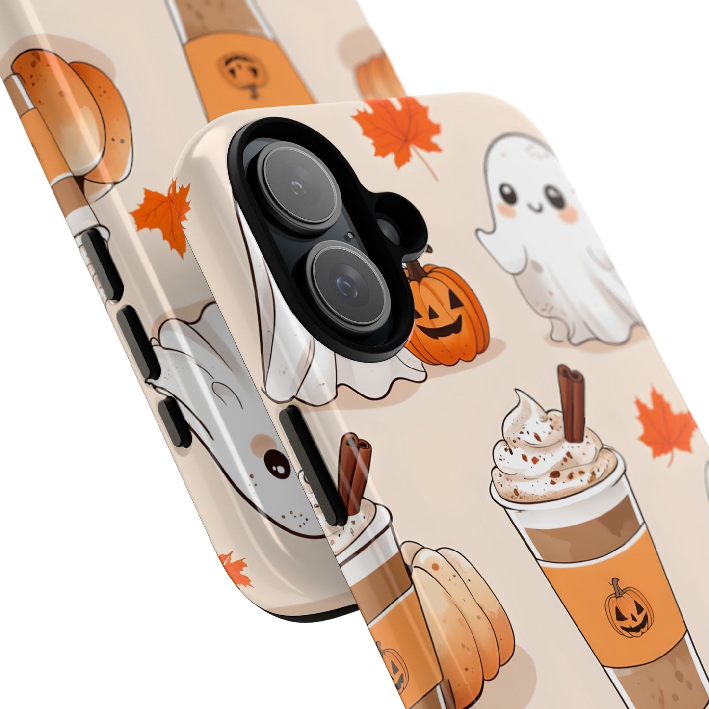 Kawaii Ghost Phone Case, Halloween Coffee Case, Pumpkin Spice iPhone Cover, Cute Fall Phone Grip, Spooky Season Aesthetic