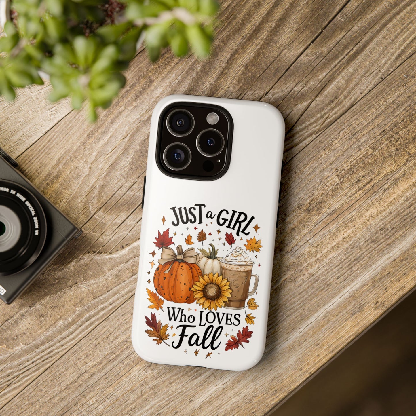 Just a Girl Who Loves Fall Phone Case, Autumn Aesthetic iPhone Cover, Pumpkin Spice Latte Case, Cute Fall Gift