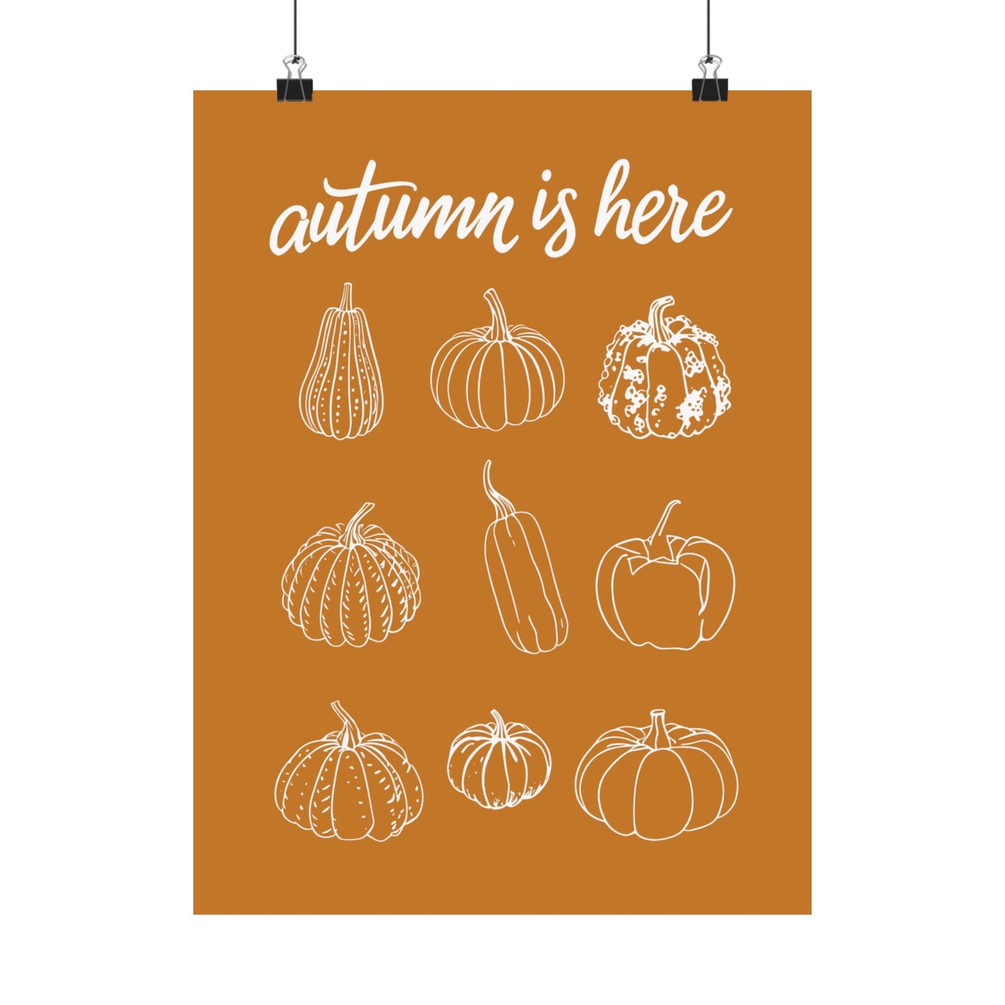 Autumn Is Here Pumpkin Wall Art, Fall Seasonal Print, Rustic Pumpkin Illustration, Farmhouse Harvest Home Decor, Fall Botanical Artwork